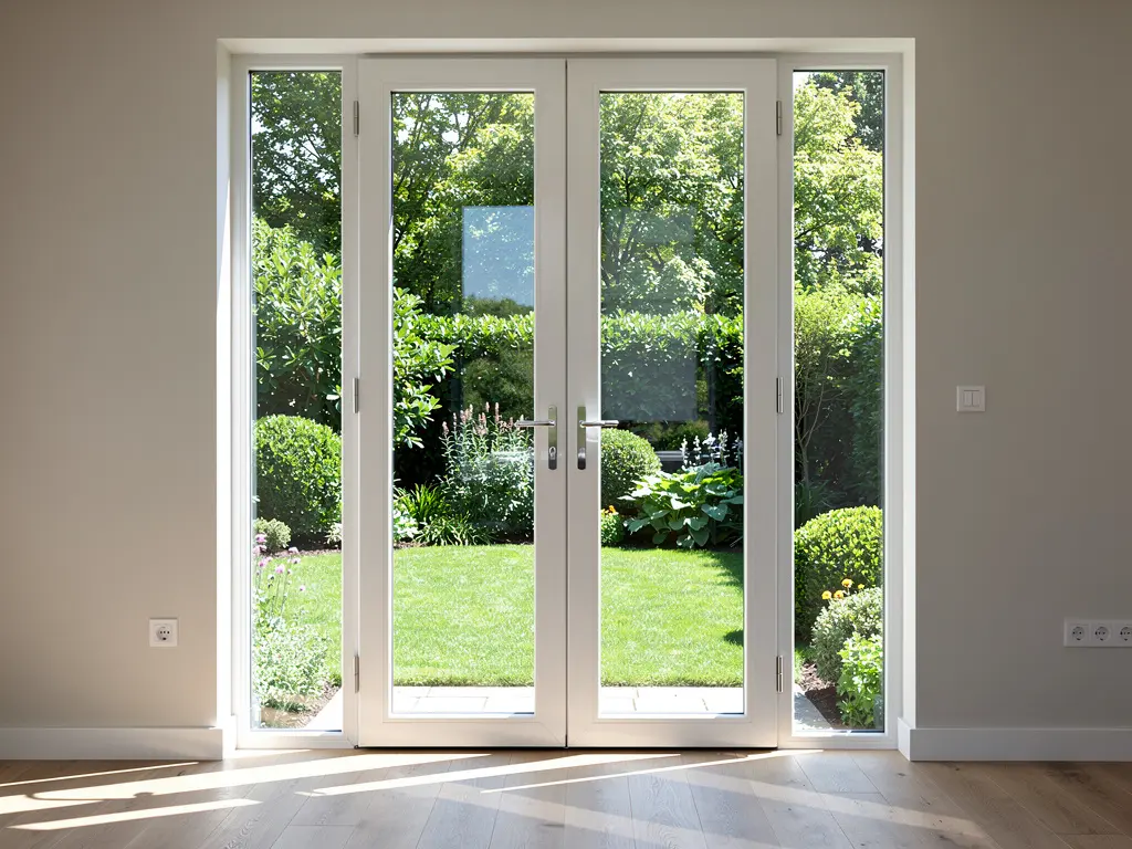 Porte-fenêtre neuve ouvrant sur un jardin après rénovation